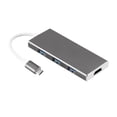 thumbnail image 1 of HUB USB C con salida 4K, 3 USB 3.0, lector de tarjetas SD/TF, puertos de carga PD gris Baoblaze 7 en 1 Adaptador USB Tipo C, 1 of 8