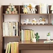 BALANBO Kids Desk with Bookshelf Wooden Children’s Media Desk Student's Study Computer Workstation and Writing Table (Brown)