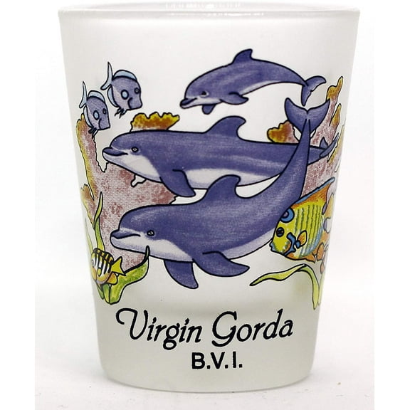 Virgin Gorda British Virgin Islands Dolphins Jumping Caribbean Shot Glass