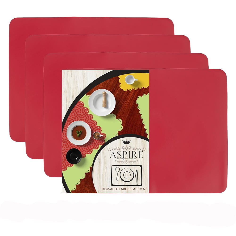 Aspire 4PCS Thicken NonSlip Silicone Placemats Cutting Hot Mats