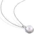 thumbnail image 3 of Everly Women's Cultured Pearl and Diamond Sterling Silver Necklace, 3 of 4