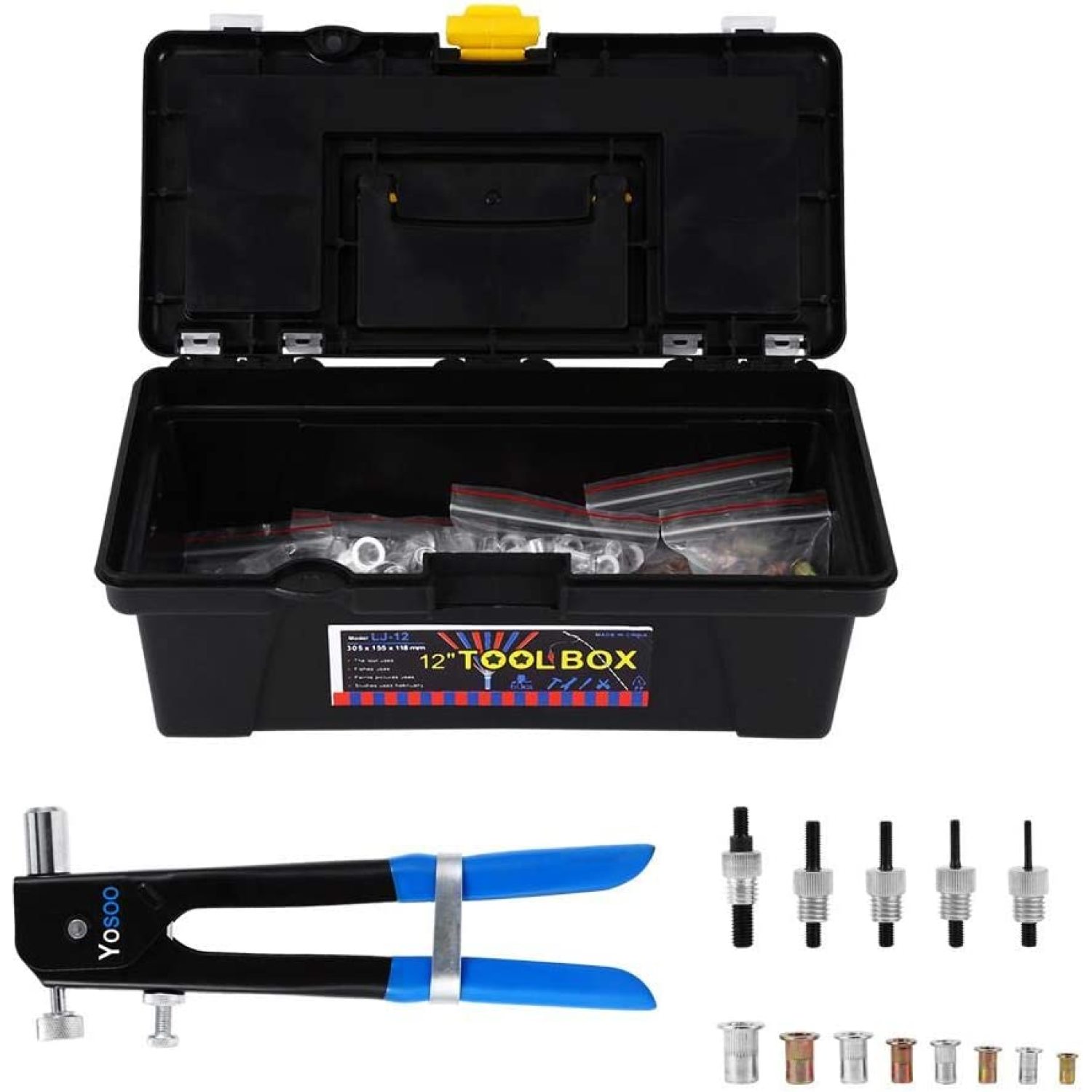 Rivet Nut Kit, 464Pcs Heavy Duty Blind Rivet Nut Tool Kit Thread Hand Riveter Rivet Gun Threaded