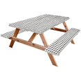 thumbnail image 2 of Vinyl Fitted Picnic Table Cover with Bench Covers  Checkered Design  Waterproof Elastic Edge 6ft Rectangle Tablecloth with Flannel Backing  for Picnic/Camping/Outdoor(30x72 in 3-Piece Set, 2 of 9