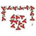 thumbnail image 5 of PULLIMORE 2PCS Christmas Artificial Red Poinsettia Garland with LED Lights and Holly Leaves for Christmas Front Door Wreath Decor, 5 of 9