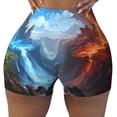 thumbnail image 2 of Balery Red And Blue Fire Mountains Printed Workout Shorts for Women Seamless Scrunch Short Gym Yoga Running Sport Active Exercise Fitness Shorts-Small, 2 of 8