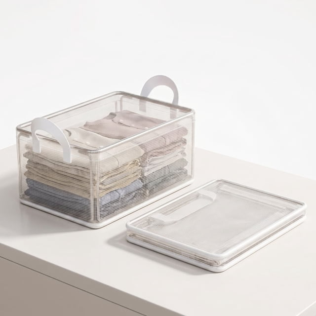 Caja Organizadora de Ropa Plegable – Caja de Tela Impermeable con Asas, Contenedor Apilable para Armario