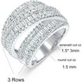 thumbnail image 6 of Eternity Ring Wedding Bands,18K Gold Plated 3 Rows Emerald Cut Lab Diamond Band Rings for Women Men, 6 of 6
