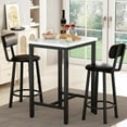 thumbnail image 4 of LTTROMAT 3 Pieces Bar Table Set, Bistro Kitchen Table Sets with 2 PU Leather Bar Stools, Wood Pub Bar Table Set for Breakfast Nook Small Space Restaurant, Square Table, 4 of 8
