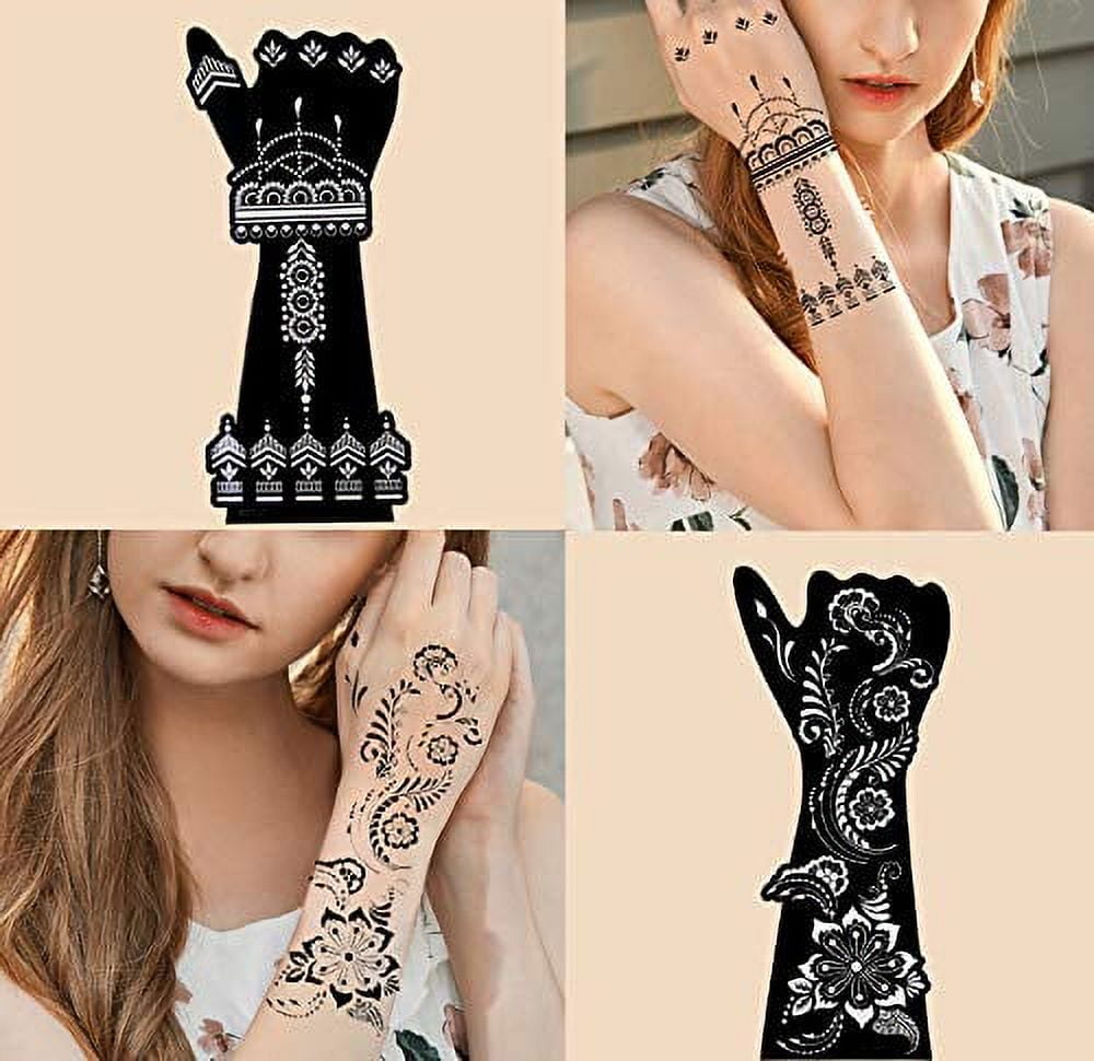 Amazon.com : Koogel 18 Sheets Henna Tattoo Stencils, Temporary Flower  Patterns Glitter Airbrush Tattoo Kits Arabian Stickers for Women and Girls  Face Hand Paint Body Art : Beauty & Personal Care