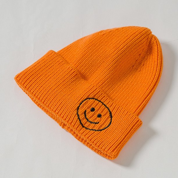 Gorro de punto para niños, para padres e hijos, otoño e invierno, nuevo gorro coreano lindo bordado de lana con sonrisa para niños y niñas