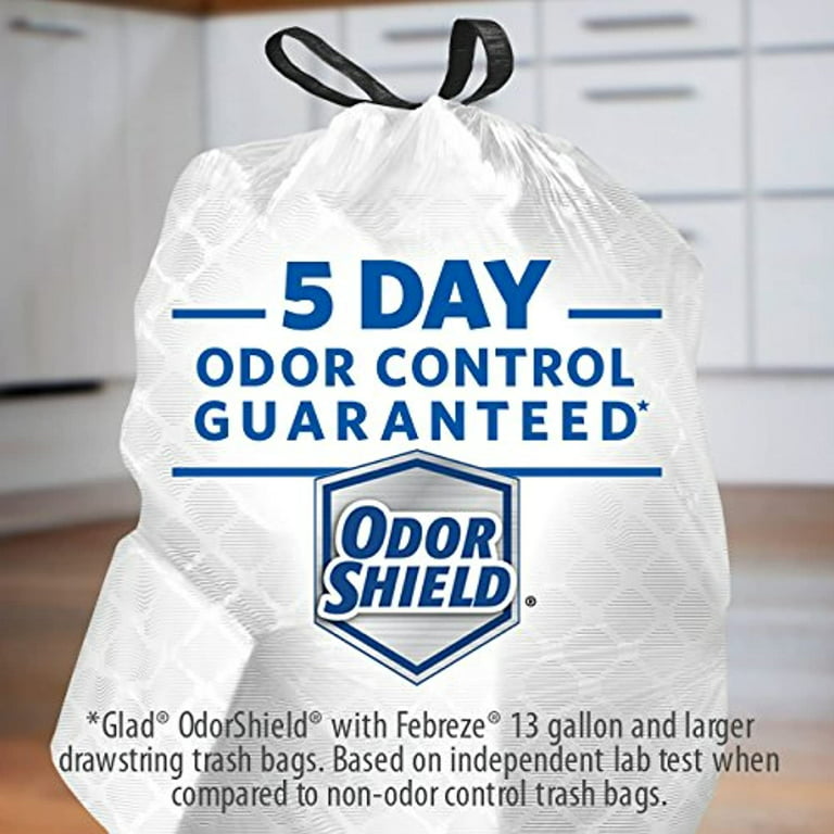 Glad ForceFlex Tall Kitchen Drawstring Trash Bags OdorShield Large Size 13  gal 4.24 Width x 8.36 Length x 4.24 Depth Gray 40Box Home Office Indoor  Outdoor Commercial Restaurant - Office Depot