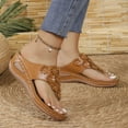 thumbnail image 7 of Jacenvly 2024 New Women's New Summer Floral Wedge Flip-Flops Brown Sandals for Women Wedge Sandals for Women, 7 of 7