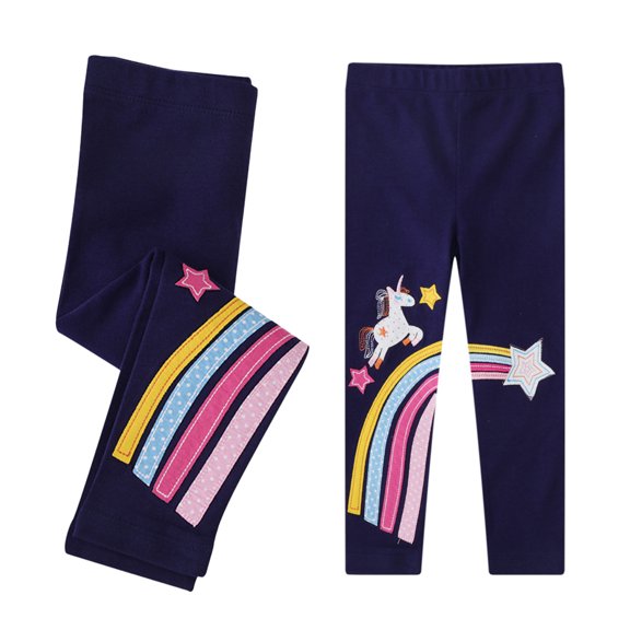 KYAIGUO Toddler Kids Summer Stretch Leggings for Girls Spring Cartoon Cotton Leggings Baby Casual Active Long Pant 2-8T