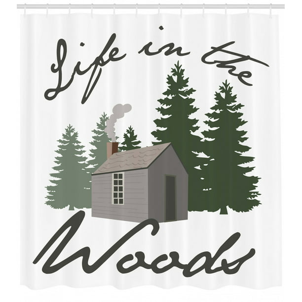 Log Cabin Shower Curtain, Image of a Rustic Lodge in a ...