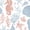 Color 2, variant on Peel and Stick Wallpaper Marine hand drawn sea shells stars seahorse coral for textiles prints 24in x 118in Contact Paper Removable Self Adhesive Wall Mural Wall Decor for Bedroom Kitchen Cabinets