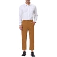 thumbnail image 2 of INSPIRE CHIC Men's Cropped Dress Business Pants Straight Fit Flat Front Suit Trousers 36 Brown, 2 of 7