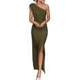 thumbnail image 1 of Vestido PRETTYGARDEN Maxi con Un Hombro, Sin Mangas y Fruncido - Talla L, 1 of 8