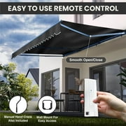 ALEKO 16 x 10 ft Red White Striped Motorized Retractable Patio Awning