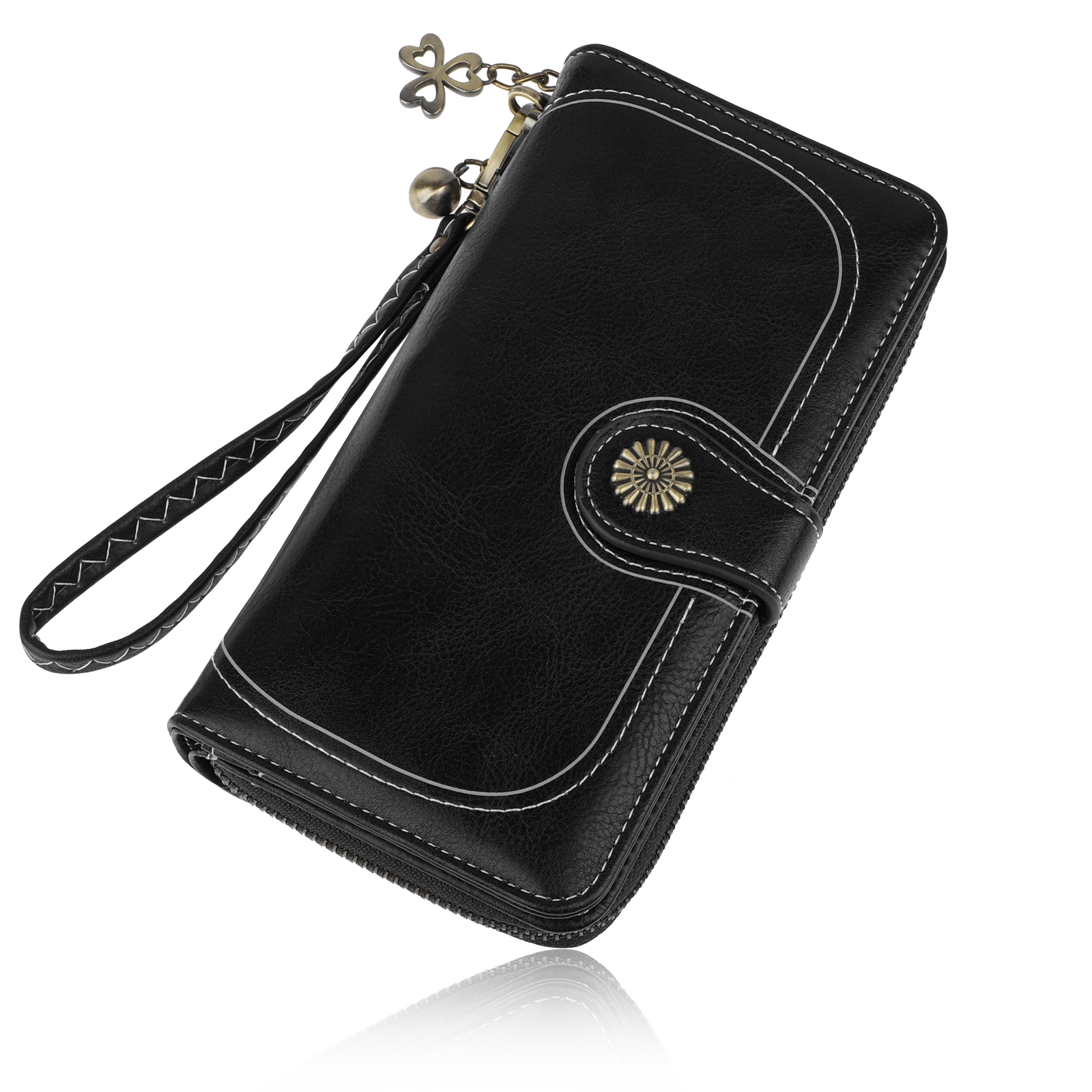 Tool Bag Women's Black Leather Wallet Small Compact Rfid Blocking ...