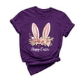 thumbnail image 2 of UPPADA Femmes Easter Oeufs Imprimé T-Shirts Heureux Easter Graphique Bunny Lapin Mignon T-Shirts Manches Courtes Décontracté Col Rond T-Shirts Été Basique Coupe Régulière Chemises Violet,m, 2 of 5