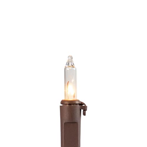 Clear Mini Christmas Light Set 10' Brown Wire 50 Count