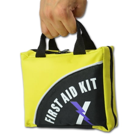 Lightning X Hi-Vis 104 Piece Emergency First Aid Survival Kit w/ Bag for Camping  Workplace  Travel & Sports