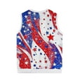 thumbnail image 5 of Men's Patriotic Star-Patterned Sleeveless Sweater Vest Red White And Blue Knit V-Neck Tank Top, 5 of 5