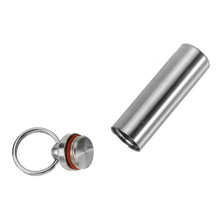 HERCHR Pill Holder, Stainless Steel Medicine Keychain Holder For Traveling Camping Emergency, Tablet