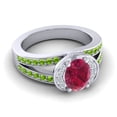 thumbnail image 3 of Diamond-Capitals 2.35 Carat Wonderful Oval Cut Red Ruby & Peridot Gemstone Bridal Ring for Women 14K White Gold Size 6, 3 of 8
