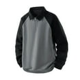thumbnail image 1 of Blusa y camisa de manga larga con cuello vuelto para hombre, moderna, con bloques de color, empalme, medio botón, manga larga, solapa, sudadera informal, blusa de poliéster para hombre, 1 of 3
