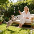 thumbnail image 6 of Real Wood Cat Teaser, Long Handle Feather Wand, Interactive Fishing Pole Toy, Bell Chase Exercise Stick, Scratch Resistant Cat Toy, Indoor Hunting Play Accessory, 6 of 6