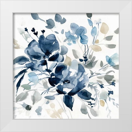Robinson Carol 15x15 White Modern Wood Framed Museum Art Print Titled - Indigo Garden II