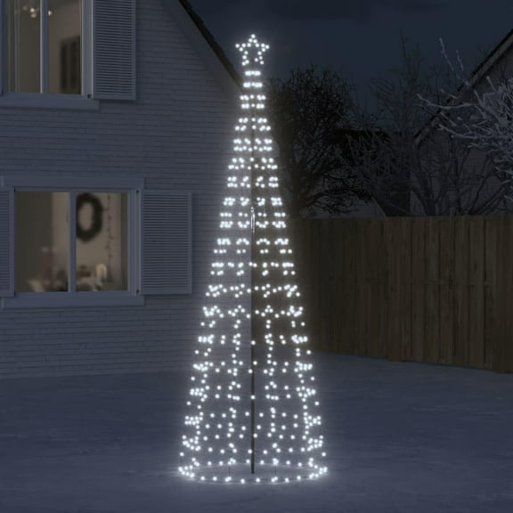 10FT Outdoor Christmas Cone Tree with Spikes 570 LEDs, 118.8" Tall Artificial Christmas Tree Star Topper, Cold White