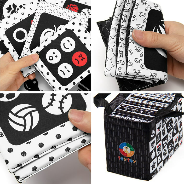 teytoy Black and White Baby Sensory Toys High Contrast Cards Cloth Fabric  Soft Cards for Newborn 0-6 Months Visual Stimulation Early Development with