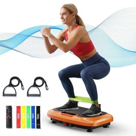 Condition photo showing Good Condition for TCISA Vibration Plate Exercise Machine Whole Body Fitness Workout Equipment Vibration Plate for Lymphatic Drainage Remote Control and Resistance Bands Orange