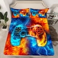 thumbnail image 2 of Homewish Abstract Gradient Gamepads 4 Pieces Queen Sheet Sets for Boys Girls,Video Game Ultra Soft Flat Sheet,Blue Orange Queen Fitted Sheet,Luxury Bedroom Decor, 2 of 7