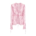 thumbnail image 6 of Yunliwuli Women’s Two Piece Summer Outfits, Tie-up Front Sheer Mesh Tops and Long Skirt Set, 6 of 10