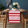thumbnail image 2 of Red Pink Striped Table Runner - 120 Inch Long, Kitchen Dining Table Runner Dresser Scarves, Farmhouse Stripes Simple Art Farmhouse Decor for Coffee Tables Wedding Party Banquet, 2 of 8