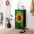 thumbnail image 6 of Dresser for Bedroom with 4 Storage Drawers Decorative Sunflower Glass Panel Stained Glass Dressers Chest of Drawers Steel Framed Fabric Closet Organizers for Dorm Entryway, 6 of 8