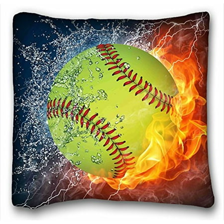 Custom Made Pillow Covers WinHome Custom Softball Art Pattern Pillowcase Cushion Cover Design Standard Size 18x18 Inches Two Side Print ()
