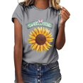 thumbnail image 1 of Pntutb Mujer Daisy Impresión Manga Corta Cuello Redondo Moda Casual Camiseta tops Pntutb Pntutb-7091, 1 of 3