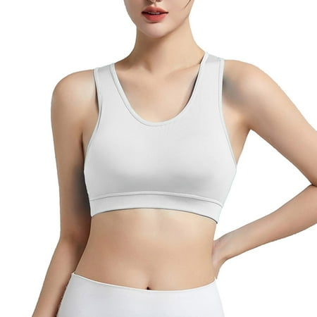 oqasdz Bras for Women Solid Color Running Backless Yoga Vest High Stretchy Wirefree Push Up Sports Bra