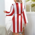 thumbnail image 5 of Robe de Pyjama Rayée Rouge et Blanche Col en V Imprimé Vintage Graphique Vêtements de Nuit Manches Longues pour Femmes Robes de Chambre Automne, 5 of 5