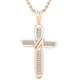 thumbnail image 1 of Dazzlingrock Collection Baguette White Diamond Religious Cross Pendant for Women with 18 Inch Gold Chain (0.25 ctw, Color I-J, Clarity I1-I2) in 18K Rose Gold, 1 of 6