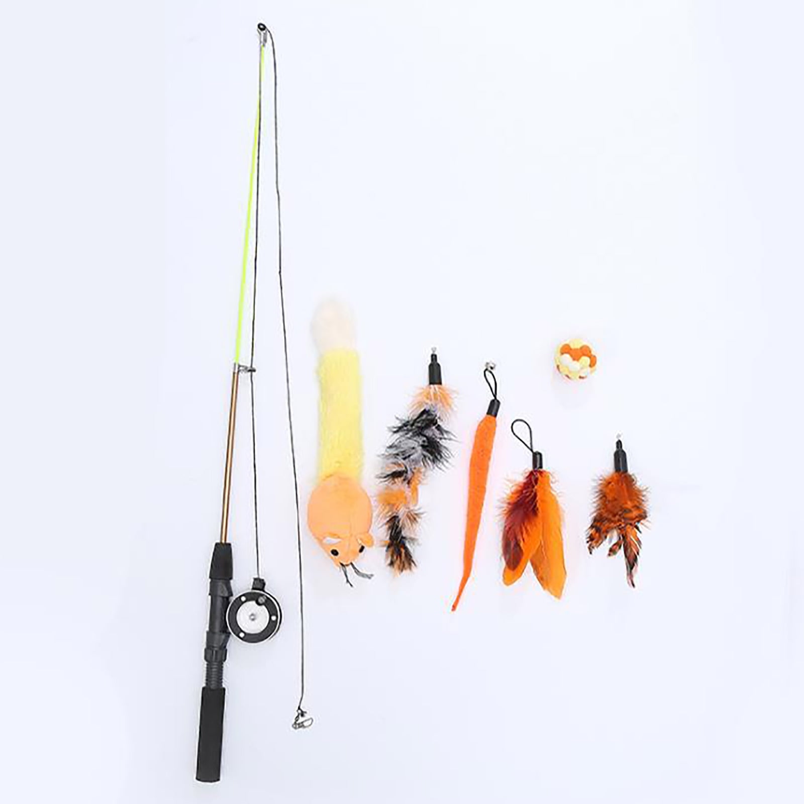 CreativeArrowy Pet Supplies Fishing Rod Funny Durable 7-piece Set Pulley  Telescopic 7PCS Cat Toy 