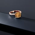 thumbnail image 4 of Gem Stone King 3.62 Ct Cushion Brown Tiger Eye 18K Rose Gold Plated Silver Ring, 4 of 5