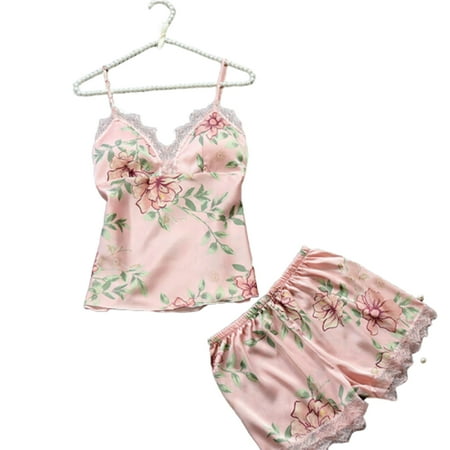 Suanret Women Satin Lace Sleepwear Babydoll Lingerie Nightwear Shorts Pjs Pyjamas