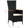 thumbnail image 4 of vidaXL 7 Piece Outdoor Dining Set Poly Rattan Acacia Wood Black, 4 of 5