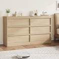 thumbnail image 5 of 6 Drawer Dresser for Bedroom, 46in Wide Natural Oak 6 Chest of Drawers with Large Storage, Wooden Dresser Organizer for Living Room, Nursery, Entryway, 5 of 7