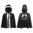 thumbnail image 1 of inlzdz Kids Boys Boxing Robe Open Front Metallic Trim Hooded Boxing Cape Cloak Black Silver 16, 1 of 6